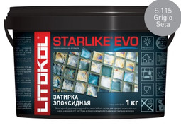 Затирка для плитки эпоксидная Litokol двухкомпонентный состав Starlike Evo S.115 Grigio Seta 1 кг 485150002