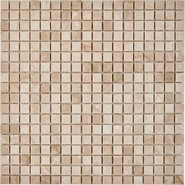 Мозаика из мрамора Cream Marfil PIX231, чип 15x15 мм, сетка 305х305x4 мм глянцевая, бежевый