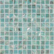 Мозаика Oasis Turquoise №7103 (на сетке) стекло 31.7х31.7 см Vidrepur глянцевая чип 25х25 мм, зеленый, коричневый С0006239
