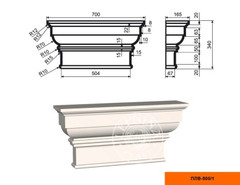 Лепнинапласт Пилястра ПЛВ-500/1 (капитель) фасадная полистирол 700х340х165 мм
