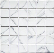 Мозаика PIX765 из стекла, 30х30 см Pixmosaic матовая чип 48x48 мм, белый, серый