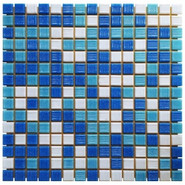 Мозаика стеклянная Aquaviva Miami Dark 32.7х32.7 см матовая чип 20х20 мм, белый, голубой 023329