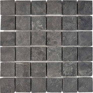 Мозаика из сланца Slate Black PIX298, чип 48х48 мм, сетка 305х305 мм природная, серый