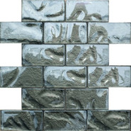 Мозаика S-826 стекло 24.8х29.8 см глянцевая чип 48х98 мм, серый