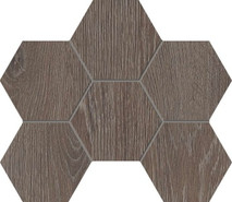 Мозаика KW03 Hexagon 25x28,5 cтруктурированная керамогранит Estima Kraft Wood, коричневый 70623