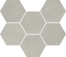 Мозаика Континуум Сильвер Гексагон керамогранит 25х29 см матовая, серый 620110000188