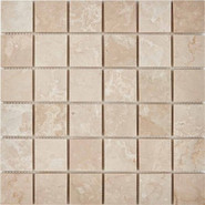 Мозаика из мрамора Cream Marfil PIX233, чип 48x48 мм, сетка 305х305x6 мм глянцевая, бежевый