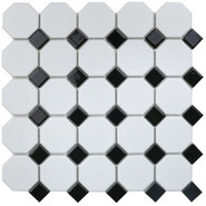 Мозаика Керамическая Octagon small White/Black Matt (IDLA2575) 295х295х6