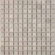 Мозаика из мрамора White Wooden PIX256, чип 23x23 мм, сетка 305х305x6 мм матовая, бежевый