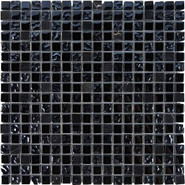 Мозаика из мрамора и стекла PIX714, чип 15x15 мм, сетка 300х300x8 мм глянцевая, черный