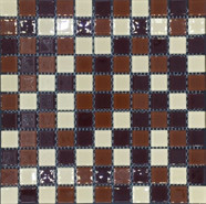 Мозаика из стекла PIX008, чип 25x25 мм, сетка 300х300х4 мм глянцевая, белый, коричневый