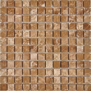 Мозаика из мрамора Light Emperador PIX222, чип 23x23 мм, сетка 305х305x6 мм глянцевая, бежевый, коричневый