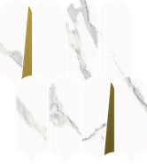 Мозаика Stellaris Statuario White Mosaico Elegant керамогранит 32.5х36.1 см Italon полированная, белый, золотой-oro-gold, серый 620110000229