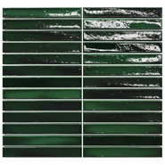 Мозаика Short Stick Jungle Crackle  керамика 28х30 см Amadis Fine Tiles глянцевая чип 20х150 мм, зеленый 8436552229354