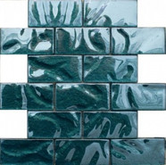 Мозаика S-828 стекло 24.8х29.8 см глянцевая чип 48х98 мм, голубой