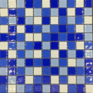 Мозаика из стекла PIX002, чип 25x25 мм, сетка 300х300х4 мм глянцевая, белый, голубой, синий