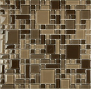 Мозаика S-804 стекло 29.8х29.8 см глянцевая чип 15х23х48 мм, бежевый, коричневый