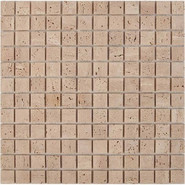 Мозаика из травертинаTravertine PIX258, чип 23х23 мм, сетка 300х300х4 мм матовая, бежевый