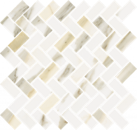 Мозаика Stellaris Calacatta Gold Mosaico Cross керамогранит 29.7х31.5 см Italon матовая, бежевый, белый 620110000212