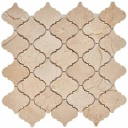 Мозаика из мрамора Cream Marfil PIX292, чип 74x74 мм, сетка 305х315x8 мм глянцевая, бежевый