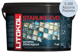 Затирка для плитки эпоксидная Litokol двухкомпонентный состав Starlike Evo S.300 Azzurro Pastello 1 кг 485310002