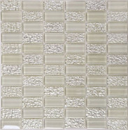 Мозаика SG-8028 стекло 29.8х29.8 см глянцевая чип 23х48 мм, серый