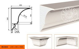 Лепнинапласт Карниз КВ-240/3 фасадный полистирол 2000х240х200 мм с покрытием эластичной шпатлёвкой PS-TechnoPlaster