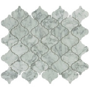 Мозаика Marble Mosaic Arabesco Carrara Bianco Pol камень 27.8х32.5 см полированная чип 68х68 мм, серый, белый