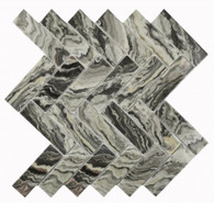 Мозаика Hadar Grey стекло 26.8х28.6 см Bonaparte глянцевая чип 30х98 мм, серый