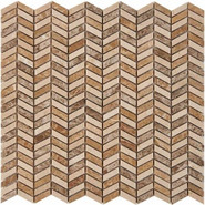 Мозаика из мрамора Light Emperador, Cream Marfil PIX289, чип 27x10 мм, сетка 298х307x8 мм глянцевая, бежевый, коричневый