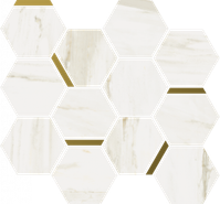 Мозаика Stellaris Carrara Ivory Mosaico Chic керамогранит 28.3х32.8 см Italon матовая, бежевый, белый, золотой-oro-gold 620110000222