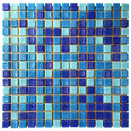 Мозаика стеклянная Aquaviva Majorca Dark 32.7х32.7 см матовая чип 20х20 мм, голубой, синий 023328