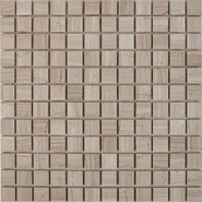 Мозаика из мрамора White Wooden PIX254, чип 23x23 мм, сетка 305х305x6 мм глянцевая, бежевый