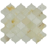 Мозаика Marble Mosaic Arabesco Onyx White Pol камень 27.8х32.5 см полированная чип 68х68 мм, белый, бежевый