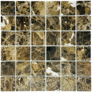 Мозаика Marble Mosaic Emperador dark Pol камень 30.5х30.5 см полированная чип 48х48 мм, коричневый, темно-коричневый