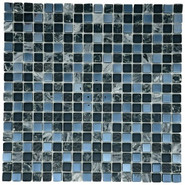 Мозаика Marble Mosaic Black Edition стекло 30х30 см глянцевая чип 15x15 мм, черный