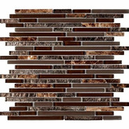 Мозаика из мрамора и стекла PIX730, чипы 10x48/98/148 мм, сетка 286х300x8 мм глянцевая, коричневый, черный