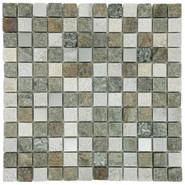Мозаика Marble Mosaic Mix quartz stone камень 30х30 см чип 23x23 мм, серый, коричневый