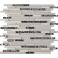 Мозаика из мрамора и стекла PIX728, чипы 10x48/98/148 мм, сетка 286х300x8 мм глянцевая, белый, серый