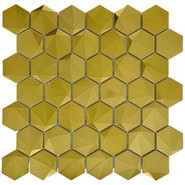 Мозаика Marble Mosaic Multishapes Hex нержавеющая сталь 30.5х30.5 см 3D чип 48х48 мм, золотой-oro-gold