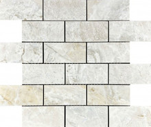 Мозаика Lumix White Brick Bone керамогранит 34.6x29.7 см полированная чип 48x98 мм, серый, белый, бежевый