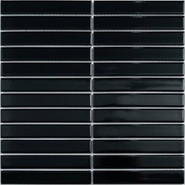 Мозаика P-532 керамика 29.6х30 см глянцевая чип 22х145 мм, черный