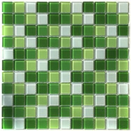 Мозаика стеклянная Aquaviva Сristall Green Light DCM173 30х30 см глянцевая чип 25х25 мм, белый, зеленый 016905