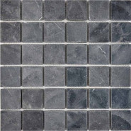 Мозаика из мрамора Nero Marquna PIX249, чип 48х48 мм, сетка 305х305х6 мм матовая, серый