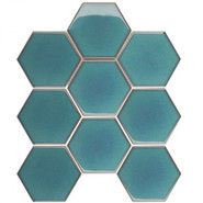 Мозаика Hexagon Big Green Glossy (JJFQ80071) 256х295х6 95х110 керамическая
