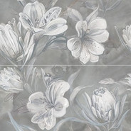 Панно Opale Grey Flower (2 шт) Azori 63х63 глянцевое керамическое 588912003