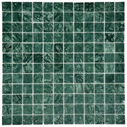 Мозаика Marble Mosaic India green Pol камень 30х30 см полированная чип 23х23 мм, зеленый