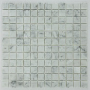Мозаика Marble Mosaic Carrara white Mat камень 30х30 см матовая чип 23х23 мм, белый, серый