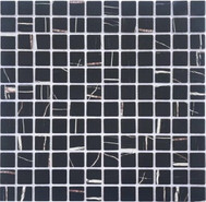 Мозаика PIX755 из стекла, 30х30 см Pixmosaic матовая чип 23x23 мм, золотой, черный