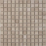 Мозаика из мрамора White Wooden PIX254, чип 23x23 мм, сетка 305х305x6 мм глянцевая, бежевый